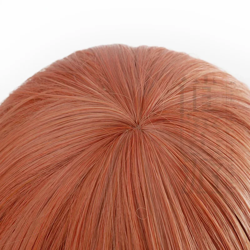 Anime Chainsaw Man Angel Devil Cosplay Peruca, Cabelo Sintético Resistente ao Calor, Laranja e Marrom, Halloween Party Wig, Boné, 60cm