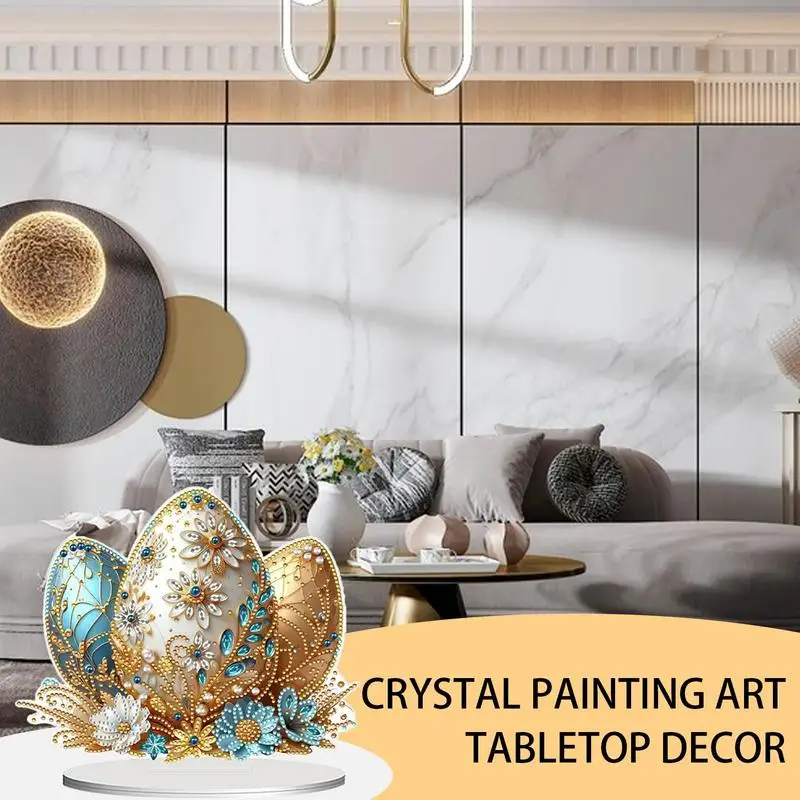 

Картина со стразами, пасхальные яйца, хрустальная живопись, художественный горный хрусталь, украшение для стола, двусторонний стоячий драгоценный камень, ремесло