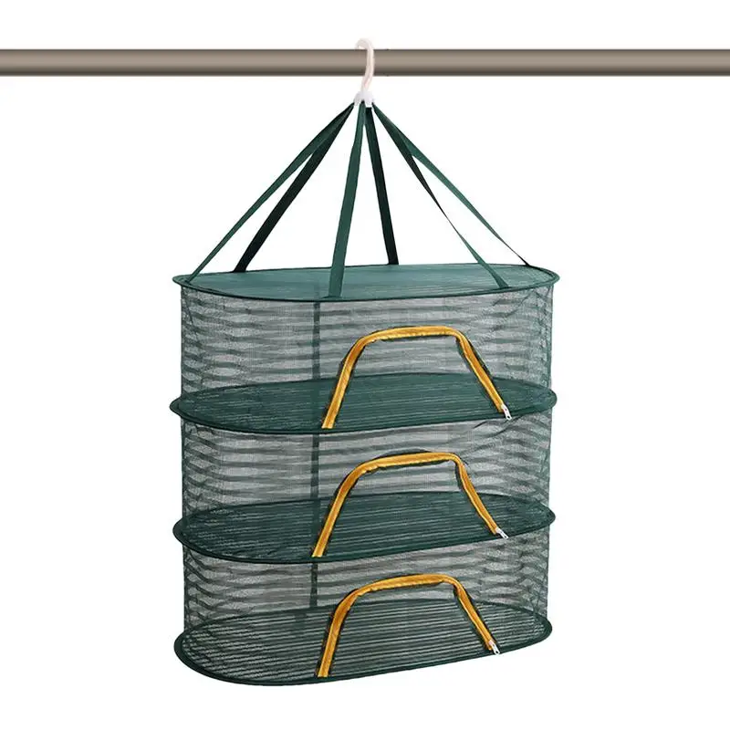 

Lay Flat Drying Rack 3 Layers Drying Basket With Windproof Hook And Zippers Large Portable Vegetable Drying Rack For Fruits