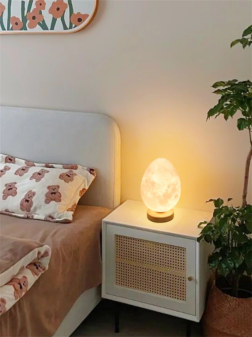 Egg type resin night lights gift mood light study living room romantic desk bedroom table lamp bedside decor night lamp fixtures