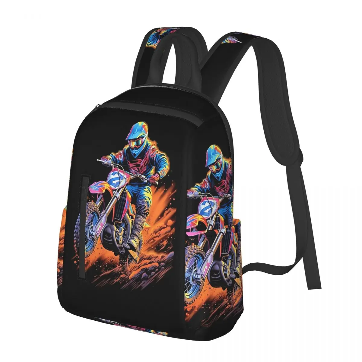 

Motocross Dirt Bike In Action Student Backpack School Bag Hiking Travel Daypack for Boys Girls Fashion Bookbag Shoulder Bags