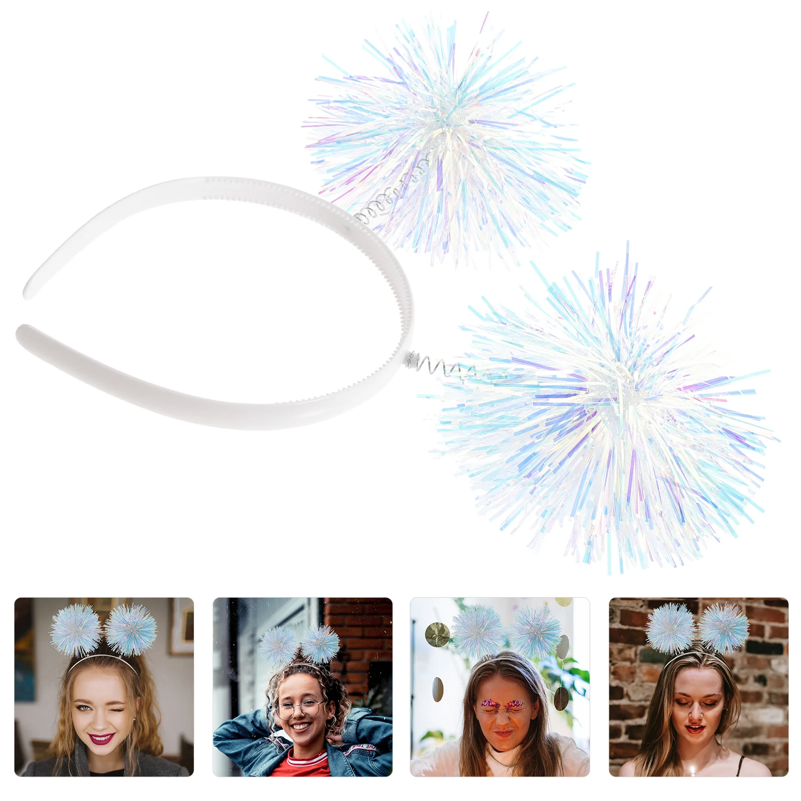 Women's Headbands Fireworks Birthday New Years Hairpin Valentine' White Party Antenna Bopper Miss