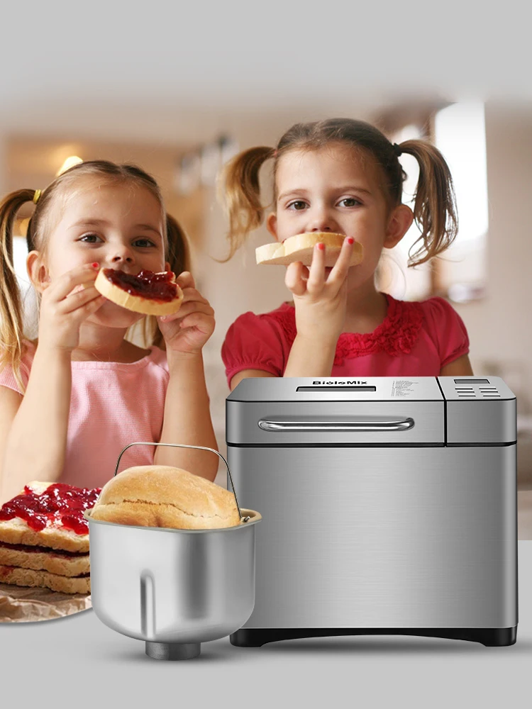 Biolomix 1KG Automatyczna maszyna do pieczenia chleba ze stali nierdzewnej 19 w 1 650W Programowalna z dozownikiem orzechów owocowych Urządzenie kuchenne — 2