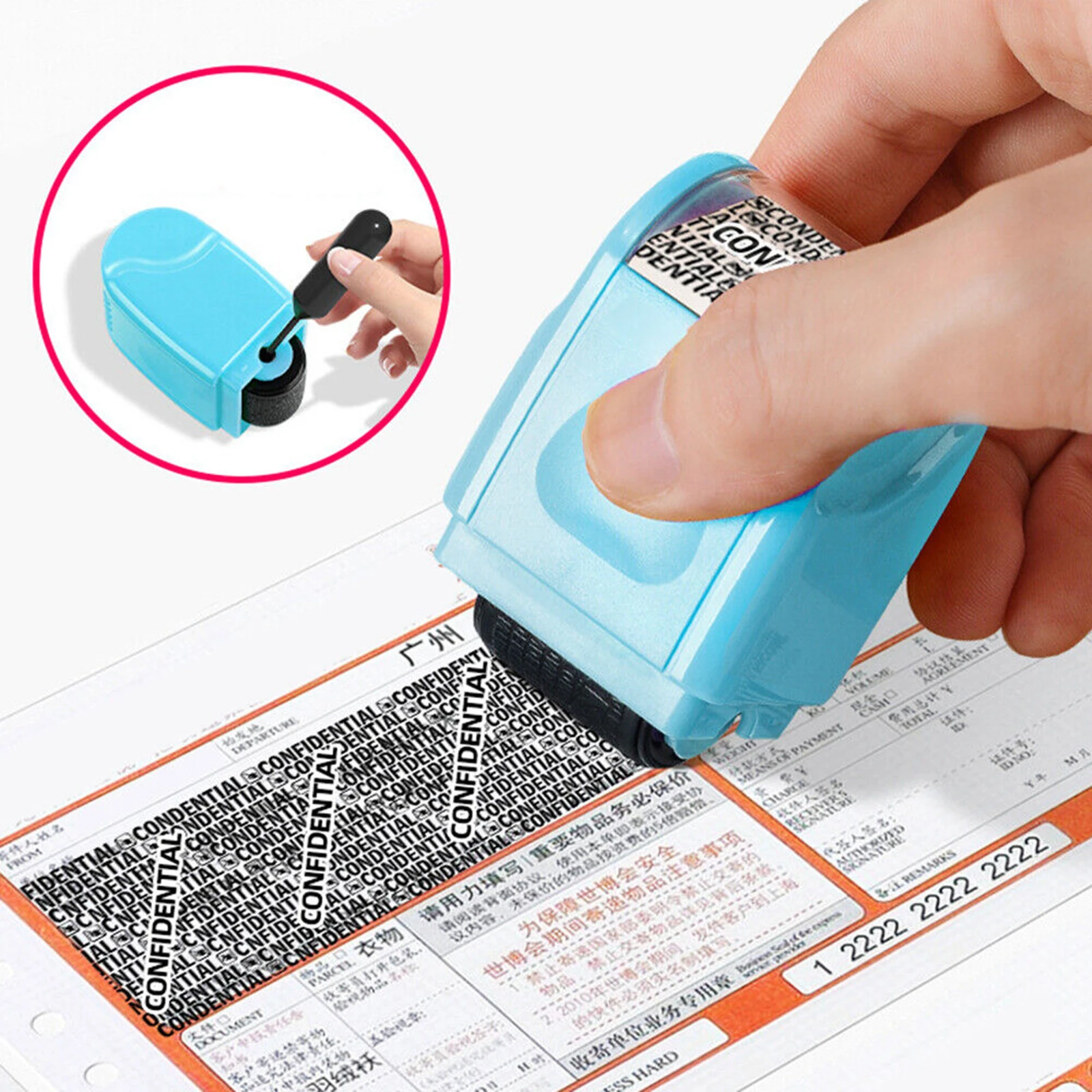 4Pcs/Set Confidential Roller Stamp,Identity Theft Stamp,Identity Guard Roller Stamp Wide Rolling Security Stamp,Secure Confident