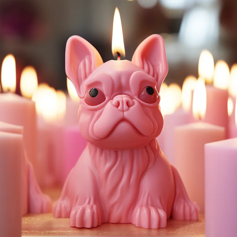 Creative French Bulldog Silicone Candle Mold DIY Gypsum Diffuser Stone Soap Mould Home Decor