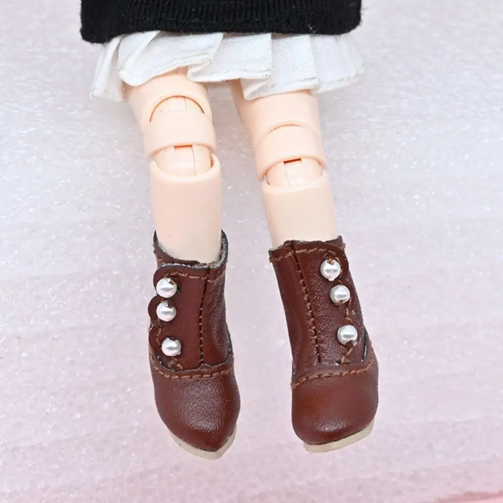 1 Pair PU Leather Mini High Top Boots 1/12 BJD Doll Shoes Fashion Miniature Boots for Ob11 Doll Accessories 2.4cm Mini Shoes