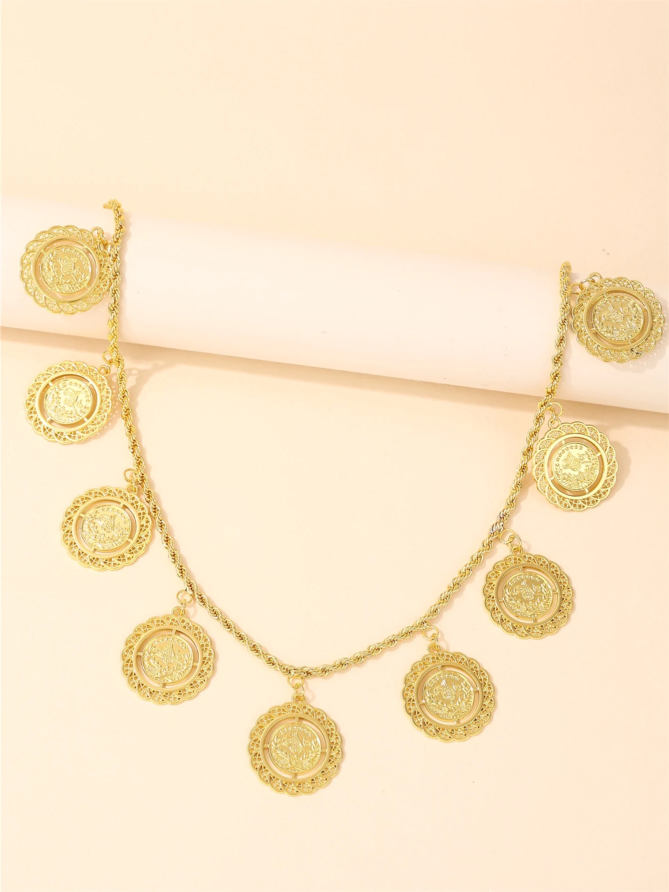 

1PC Gold-Plated Fashionable Women's Coin Design Palace Vintage Style Necklace For Wedding Party Gala