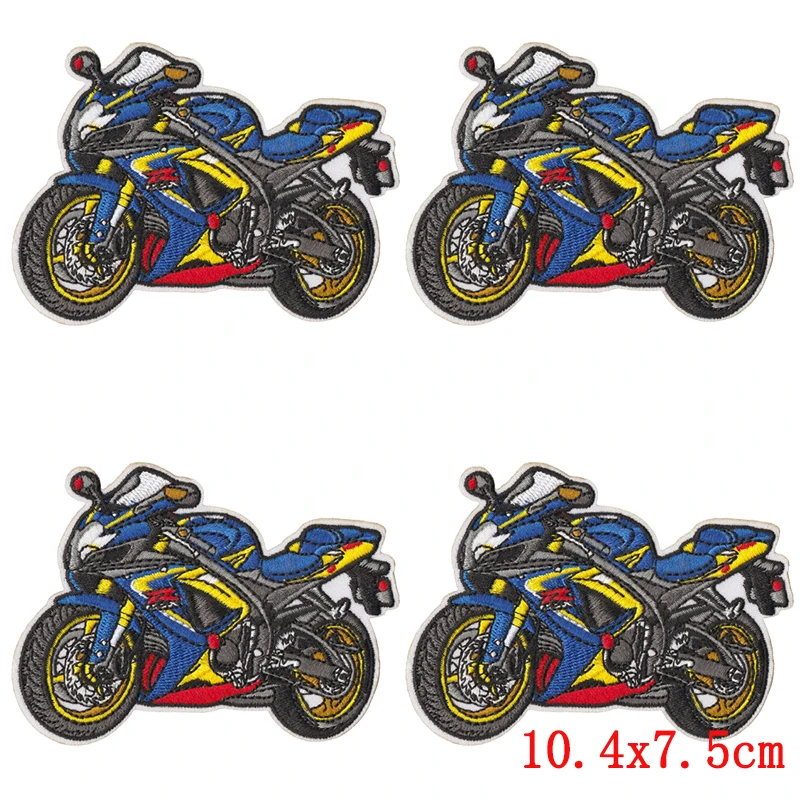 10PCS Motorcycle Themed Iron On Embroidery Patches, Retro Motorbike Sew Patches for Biker Jacket Backpack Hat DIY Clothing Decor