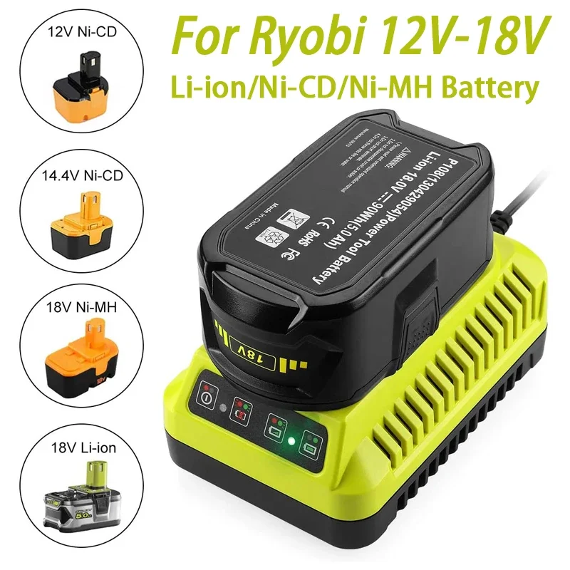 Replacement P117 Charger for Ryobi 12V 14.4V 18V Li-ion Ni-CD Ni-MH Battery P107 P108 P110 Fast Charging