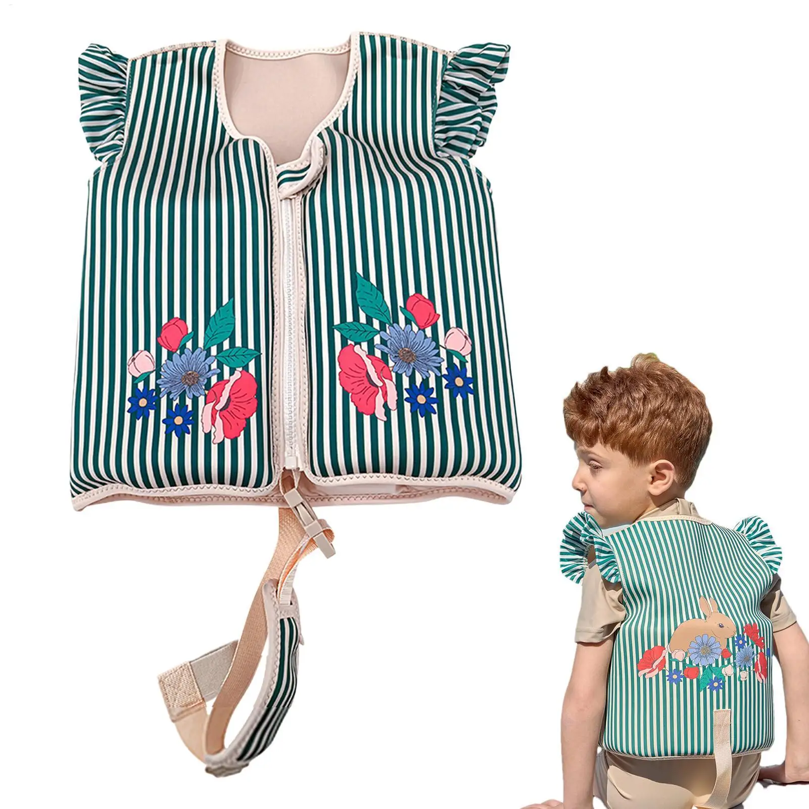 Gilet de bain pour tout-petits, facile à marche/arrêt, fermeture éclair, pour enfants de 2 à 7 ans, maillots de bain à flottabilité, aide à l'entraînement pour garçons et filles, école, plage