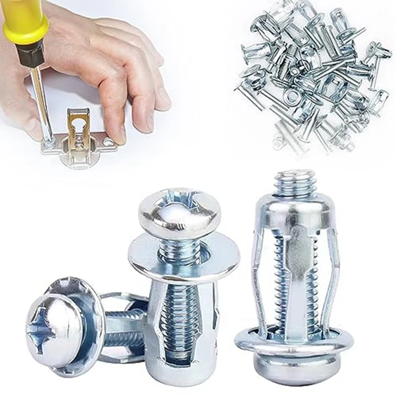 Expansion Screw Petal Nut, M4 X 20 Petal Shape Metal Nut Jack Nuts Petal For Hollow Wall Iron Plastic Thin Metal Thin