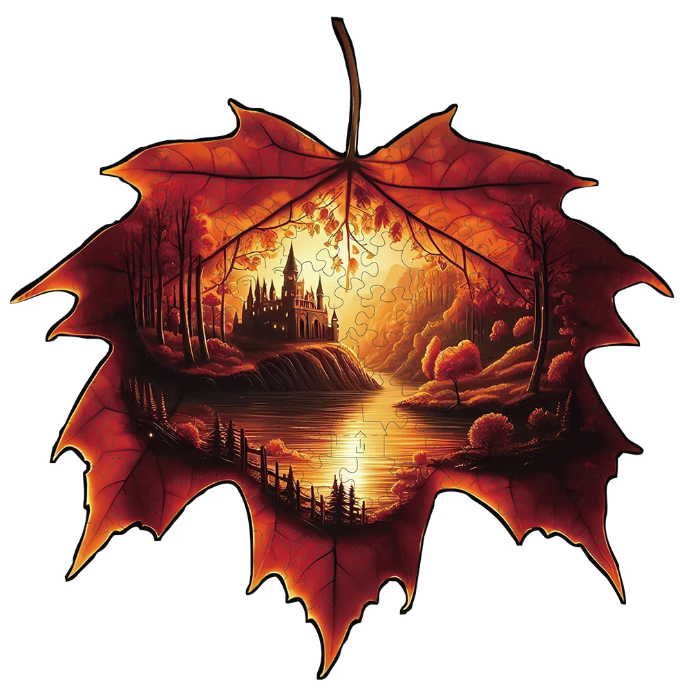 The World in the Maple Leaf Wooden Puzzle, High Difficulty Toys Puzzle, Birthday Holiday Gifts, Home Decor