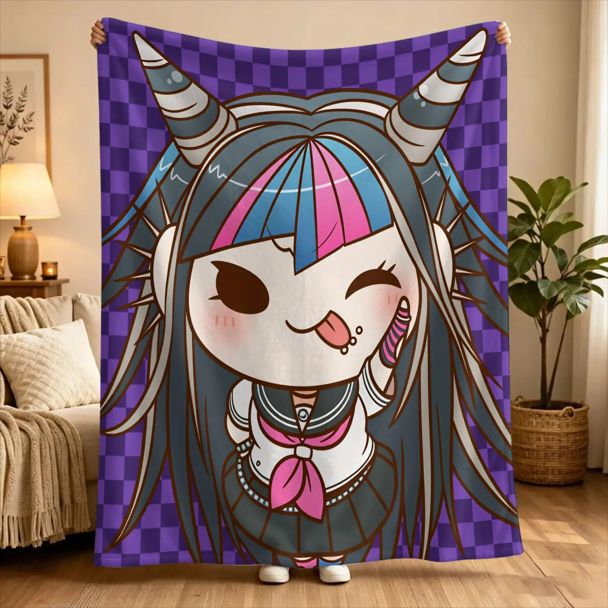 Danganronpa Ibuki M-Mioda Flannel Blankets  Soft Durable Throw Blanket for Bedroom Camping Fashion Bedspread Sofa Bed Cover