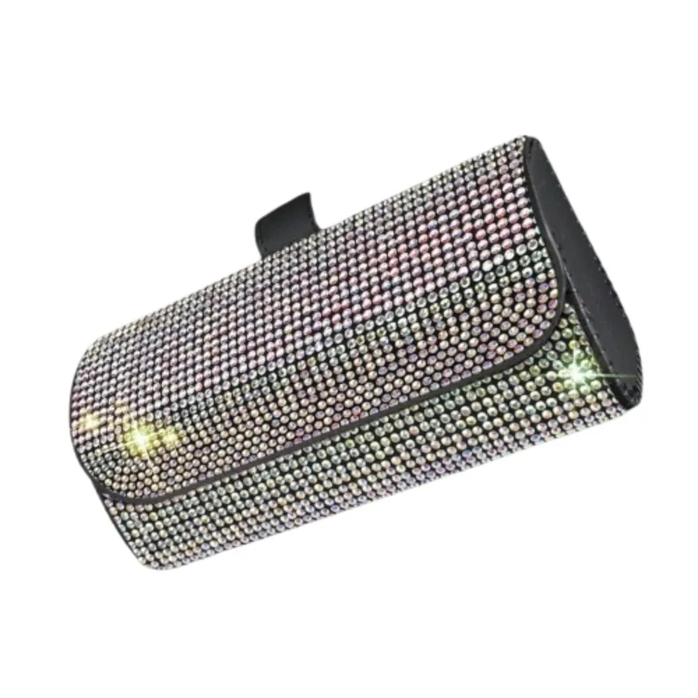 

Bling Sun Visor Glasses Case Luxury Rhinestone Car Eyeglasses Holder Crystal Clip Organizer Sunglasses Storage Box Auto interior