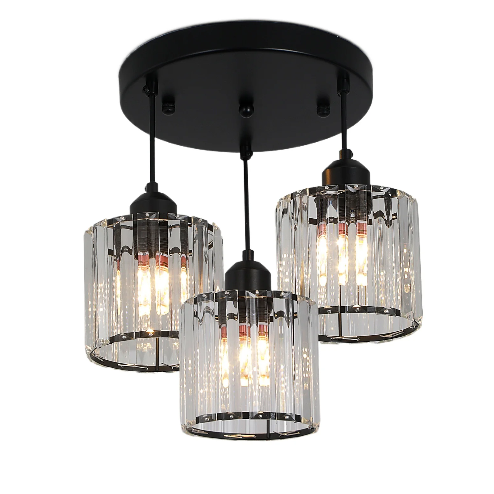 Custom design 3 head crystal chandelier restaurant hotel bar hanging chandelier