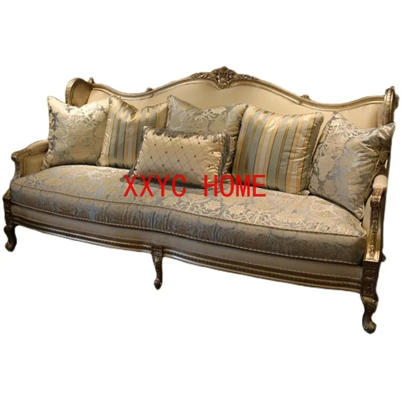 

Court European Solid Wood Carved Sofa Single Double Three-Seat European Style
