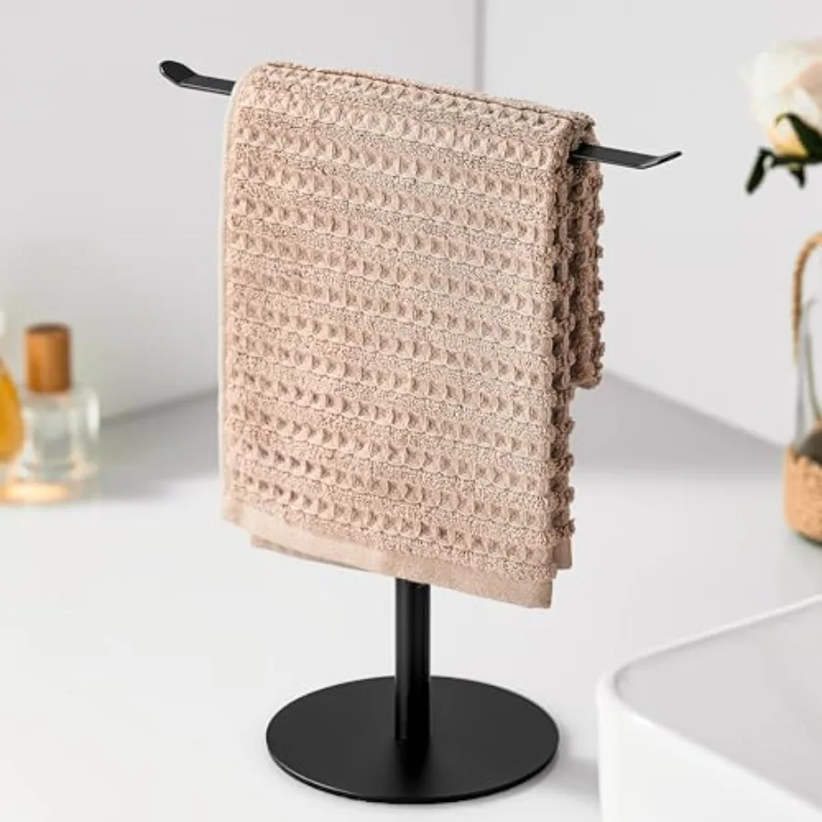 Hand Towel Holder Stand Countertop T-Shaped Stainless Steel Towel Rack with Non-Slip Base for Vanity and Kitchen