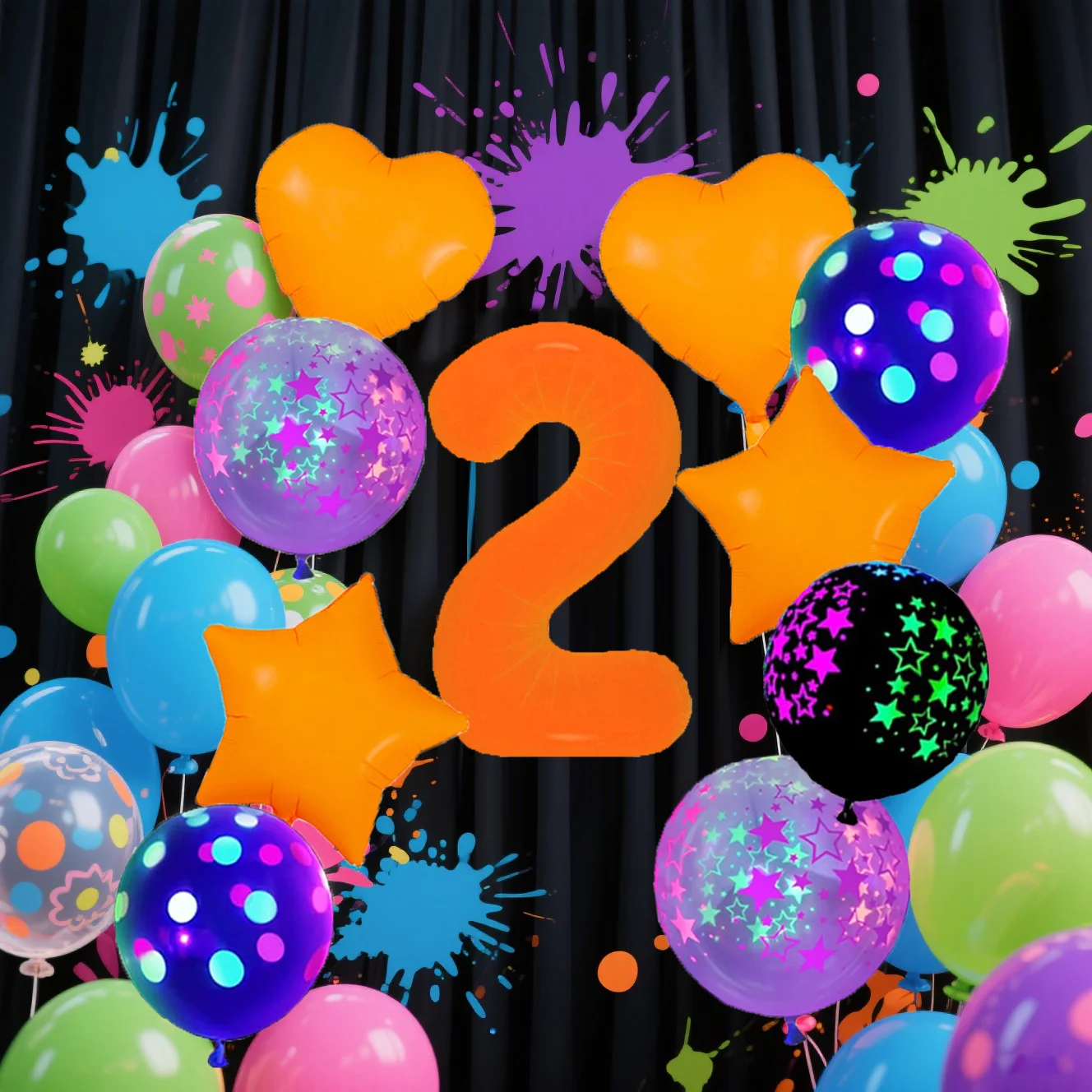 Neon-Fluoreszierender Ballon, 40 Zoll Fluoreszierender Oranger Digitaler Aluminiumfolienballon, Latexballon, Verwendet für Geburtstagsfeiern – Detail 2