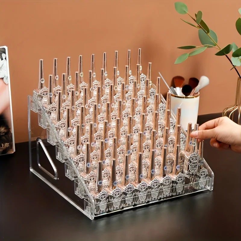 Acrylic Display Rack for Nail Polish, Transparent Stand for Beauty Shops, Cosmetics Organizer in a Grid Layout