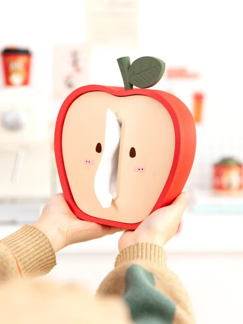 3D Printed Apple-Shaped Tissue Box Napkin Holder Desktop Organiser Paper Tissue Organizer for Home Office Living Room Decor Gift