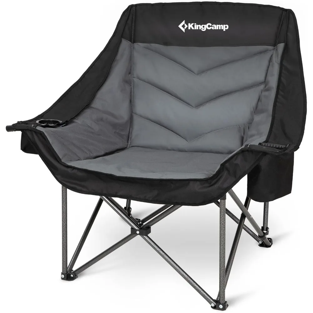 

Oversized XL Camping Chair, Heavy Duty 500lbs Folding Couch for Adults, Padded Large Comfortable Sofa Seat with Cooler Bag Cup