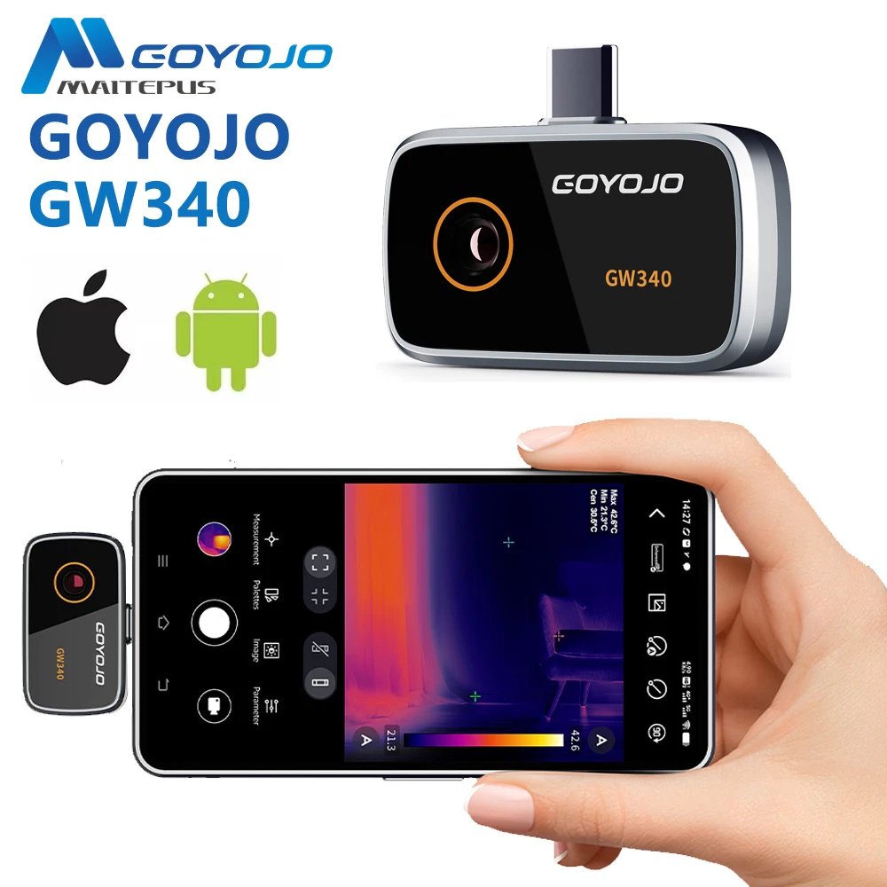�y�Z�[�����zGOYOJO GW340 �T�[���O���t�B�J���� Android & iPhone 15 16�Ή� 256*192 USB �n���f�B�^���̉��x�v�c�[��