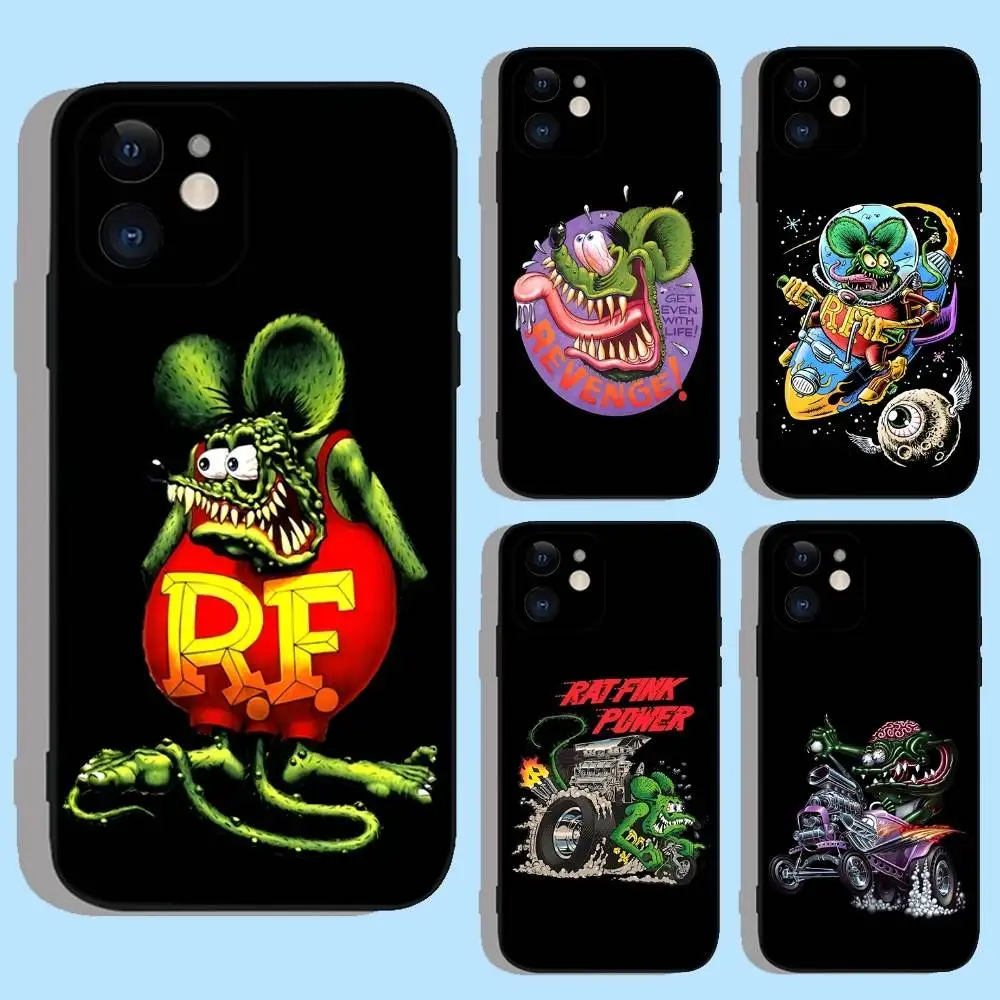 

Art Rat Fink Phone Case For iPhone 16e,16,15,14,13,12,11,XS,XR,X,8,7,Pro,Max,Plus,mini Silicone Black Cover