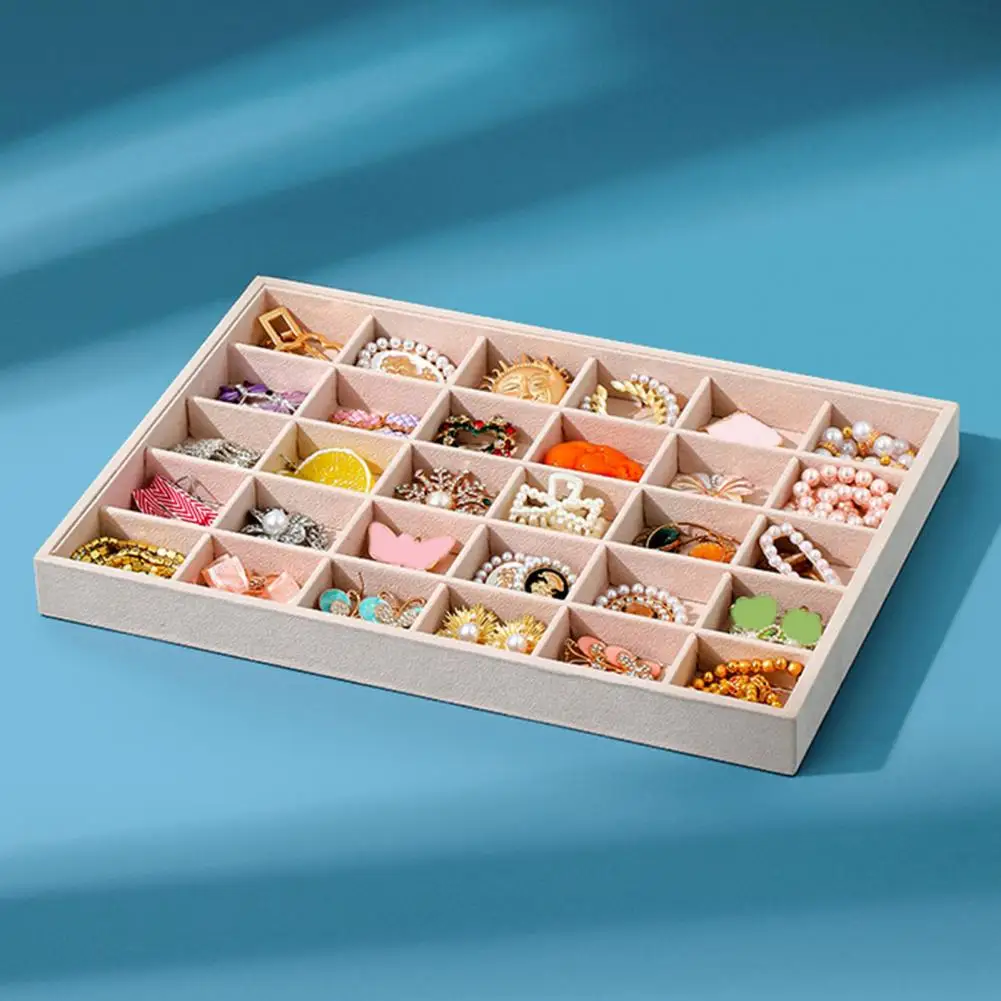 

Multi Compartments Storage Case Capacity Brooch Storage Tray with 30 Compartments Soft Lining Beads Organizer for Rings Earrings