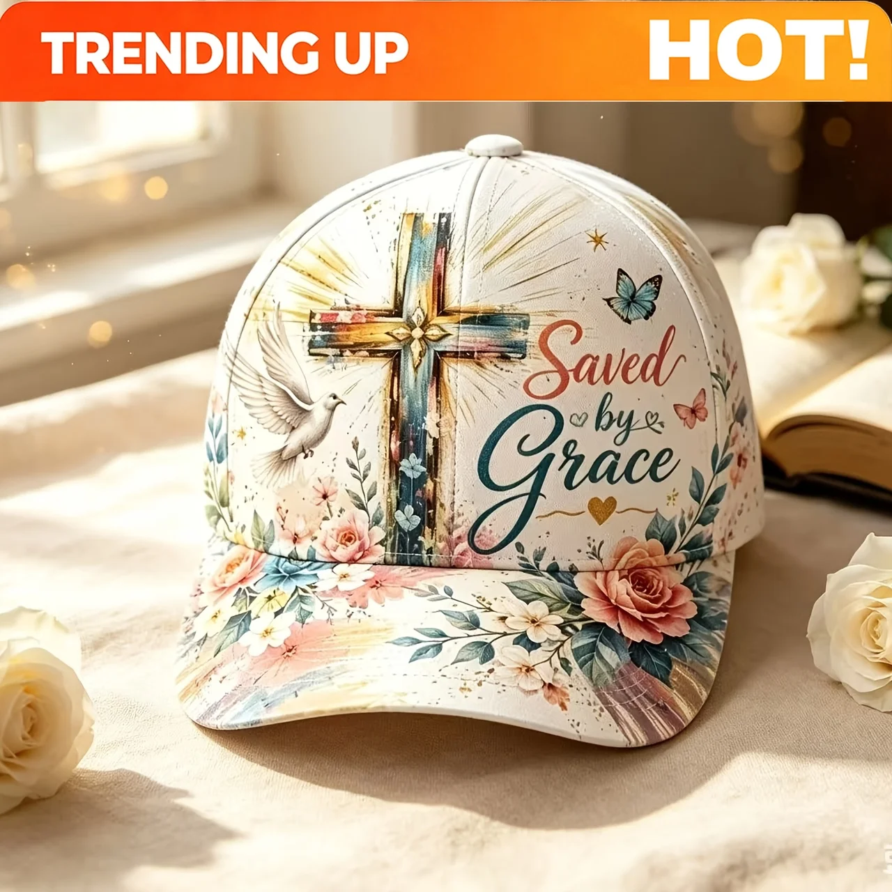 Customization Christian Cross Scripture Print Baseball Cap, Lightweight And Breathable Adjustable Unisex, Meaningful Faith-Theme