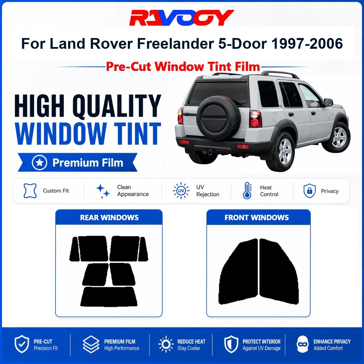Premium Pre-Cut Window Tint For Land Rover Freelander 5-Door 1997-2006 Front & Rear Windows UV Heat Rejection Privacy Film