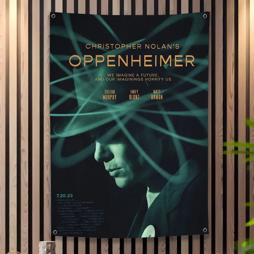 خمر الكلاسيكية O-oppenheimer الفيلم الإبداعية نمط شنقا العلم البوليستر المطبوعة راية اليد سحبت العلم