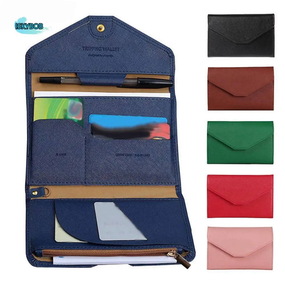 

Portable Passport Wallet PU Leather Card Case RFID Blocking Wallet Multilayer Coin Purse Folding Travel Pouch Trip Essentials