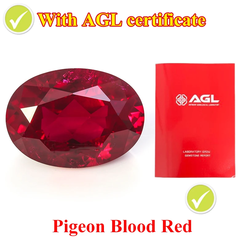 DJMAX Oval Pigeon Blood Red Ruby Lab Grown Ruby Loose Gemstones WIth AGL Certificate Top Quality Stones for DIY Jewelry Making