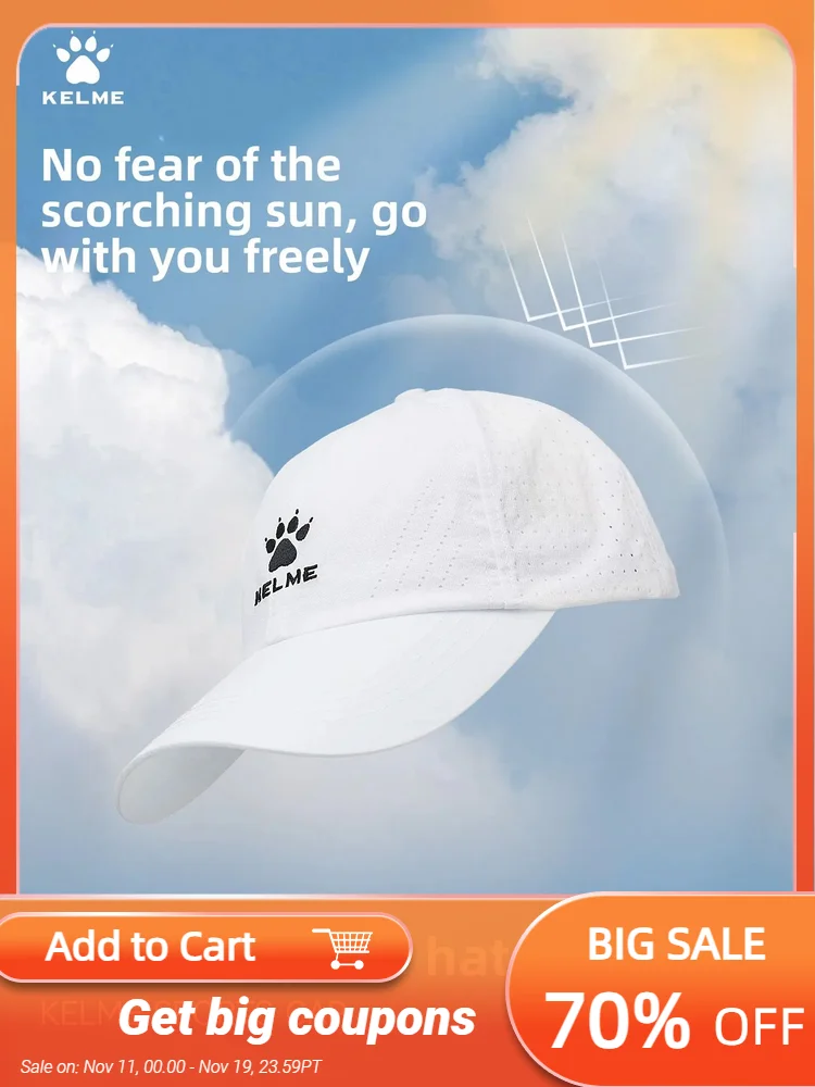 

Kelme Outdoor Sports Hat Sunscreen And Sunshade Marathon Professional Running Baseball Hat Duck Tongue Hat