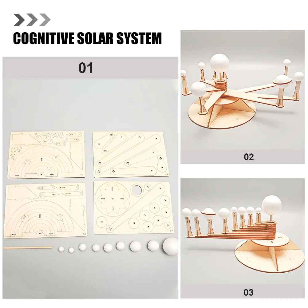 Solar System Model Toy Wood for Kids Toys Toddlers Wooden Space 3-5 DIY Self Made Child