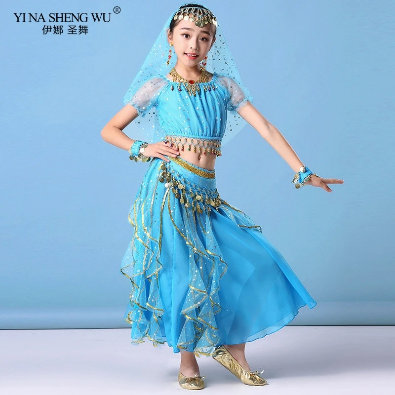 Kids Belly Dance Costume Set Oriental Indian Dancing Costumes Belly Dance Wear Dress Indian Clothes For Girls Bollywood Outfit