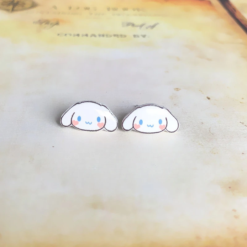 Kawaii Sanrio Cinnamoroll Earrings Anime Cartoon Cute Beauty Niche Design Student Simple Jewelry Accessory Decoration Girls Gift