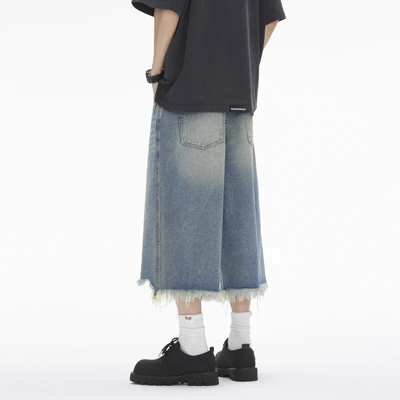 جينز أمريكي ريترو ويد متوتر كاجوال صيفي عالي الخصر مستقيم الساق Haome فضفاض مناسب للشباب ملابس يومية