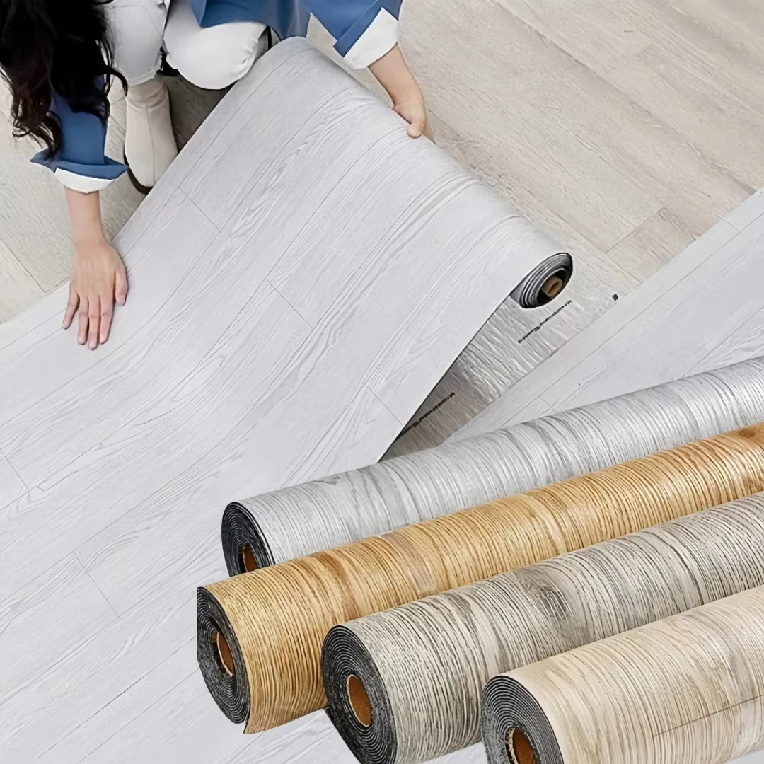 

Vinyl Flooring Roll 15.7"W X 118"L/ 12.9 Sq.Ft, Wood Grain Peel and Stick Wall Tiles Vinyl Plank Flooring for Any Room, Easy DIY