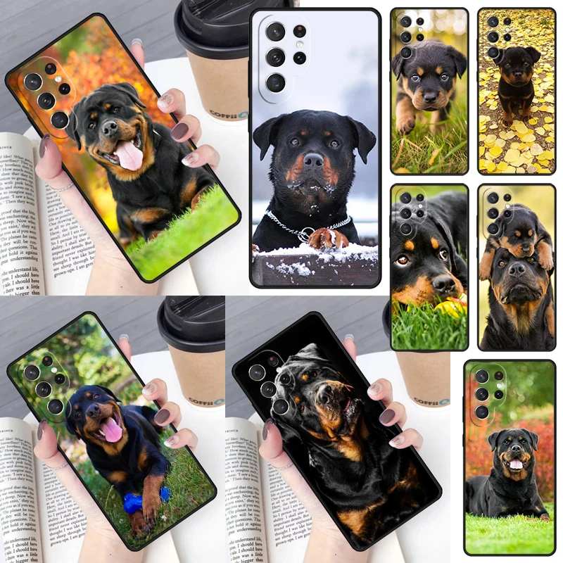 Cute Dog Puppy Rottweiler Cover For Samsung Galaxy S23 Ultra S22 S20 S21 FE S8 S9 S10 Plus Note 10 20 Ultra phone Case