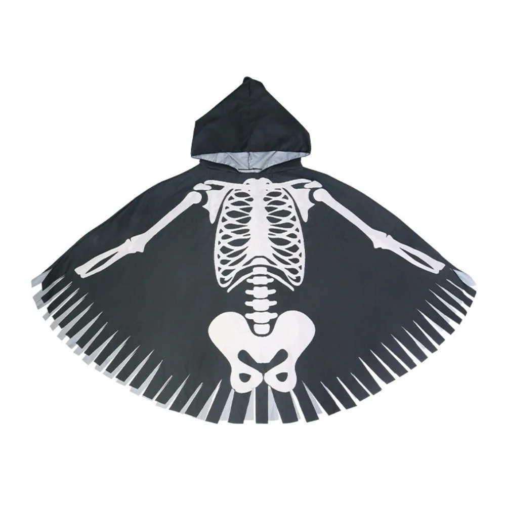 

Fashion Cloth Skeleton Cape Hooded Ghost Halloween Props Make Up Cosplay Costume Skull Bones Cloak Decor