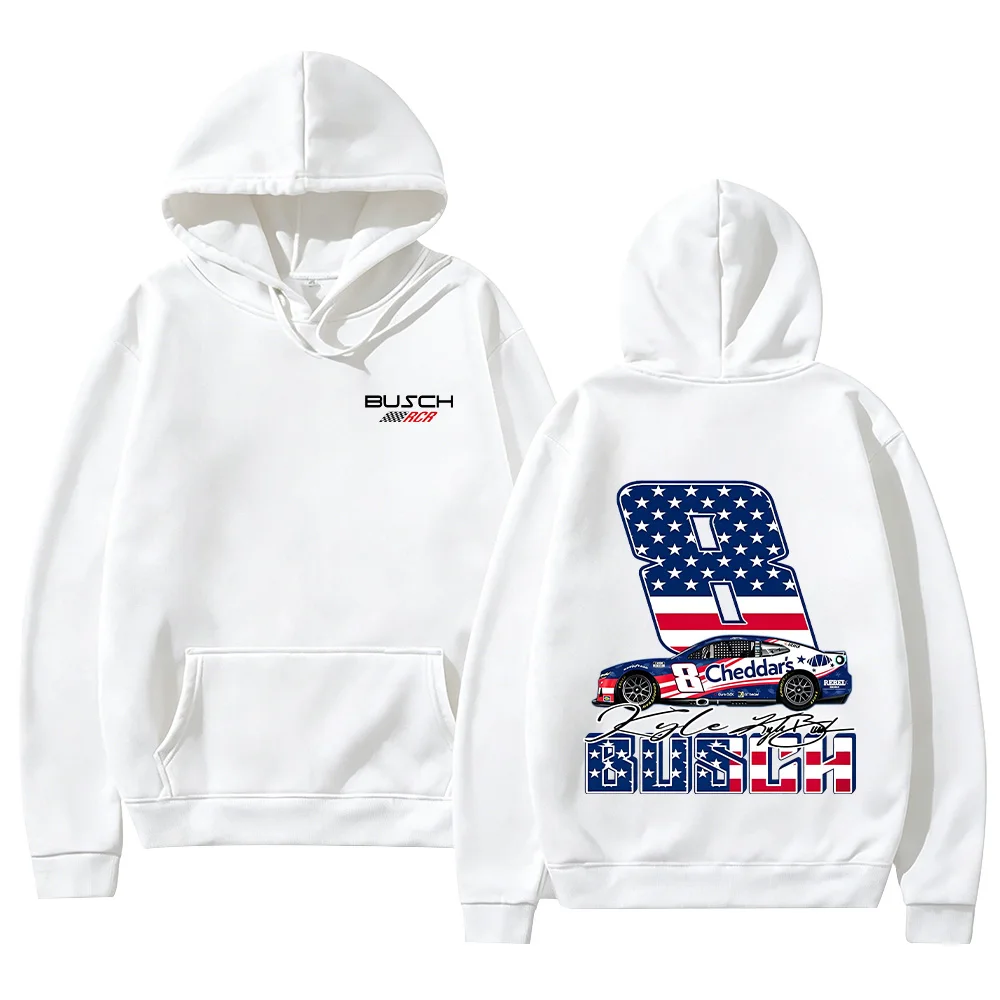 Sudadera Kyle Busch 2026 Racing Car, Regalo para Fanáticos de Carreras, Sudadera con Capucha de Manga Corta, Ropa Deportiva Oversize con Bandera Americana, Unisex Y2K