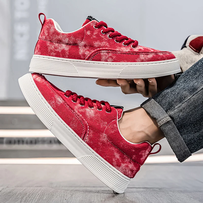 

Hot Selling Fashion Red Men Skateboard Shoes Breathable Flat Platform Sneakers Men Non-slip Sports Shoes Men zapatillas de skate