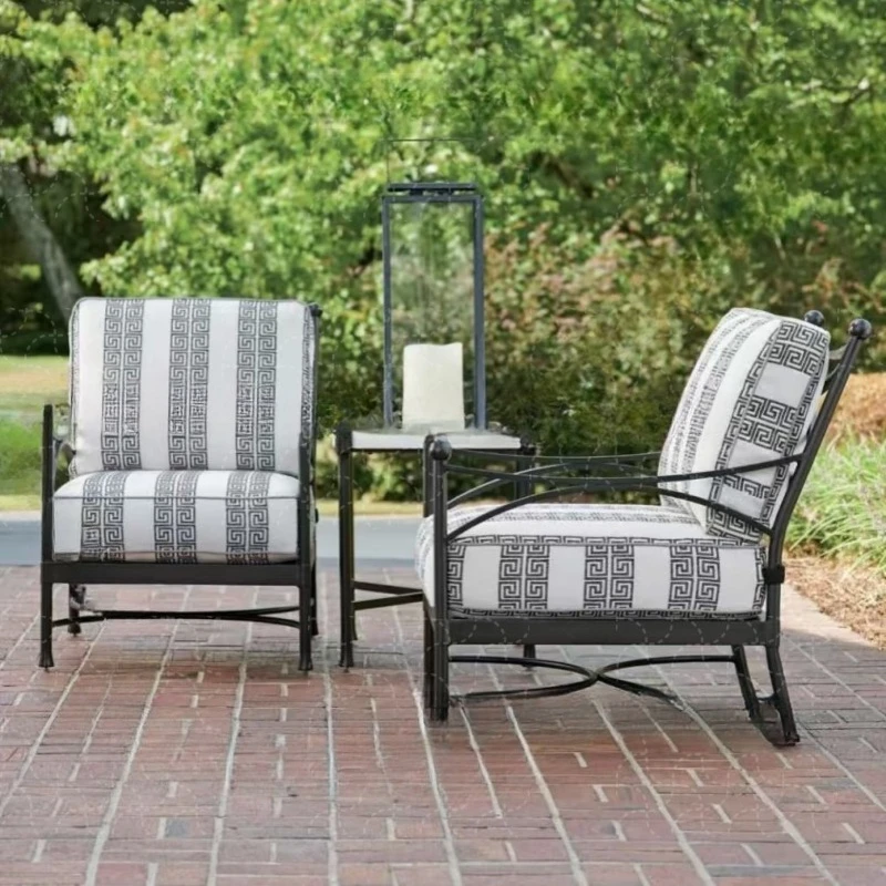 Outdoor stainless steel waterproof sofa courtyard viewing garden real estate hotel leisure wrought iron sofa table and chair