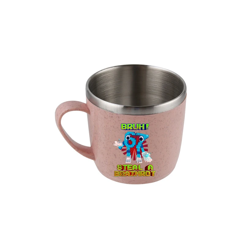 67SIX SEVEN Steal A BrainRot Edelstahl Wasserflasche Becher Hand Milchbecher Büro Trinkgeschirr Zahnbürstenbecher Home Wasserbecher Geschenk