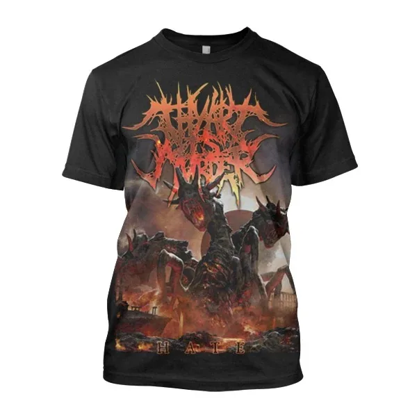 Thy Art Is Murder Hate Album Print T Shirt, Hell Multi Head Serpent Apocalyptic Fire Graphic, Deathcore Band Merch