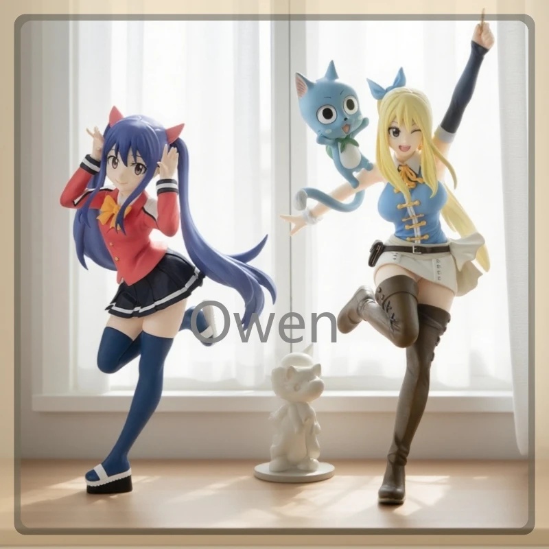 Genuine Original Anime FAIRY TAIL Lucy Heartfilia Figurine Wendy Marvell Action Figures PVC Model Collection Toys Birthday Gifts