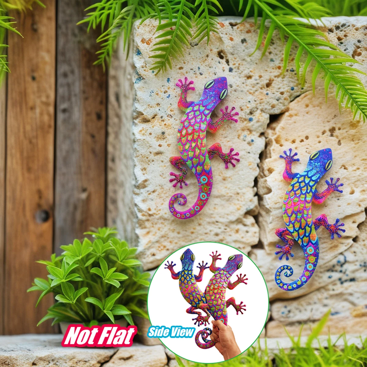 大きな金属製ヤモリの壁掛けアート装飾、3D鉄製トカゲの彫刻、屋外の庭、パティオ、ポーチ用の吊り下げ飾り - 母の日のギフト