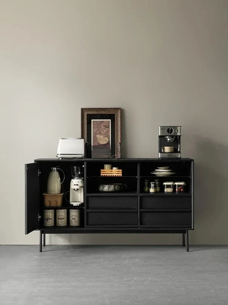 

Solid wood dining side cabinet, black locker, modern simple household living room storage cabinet