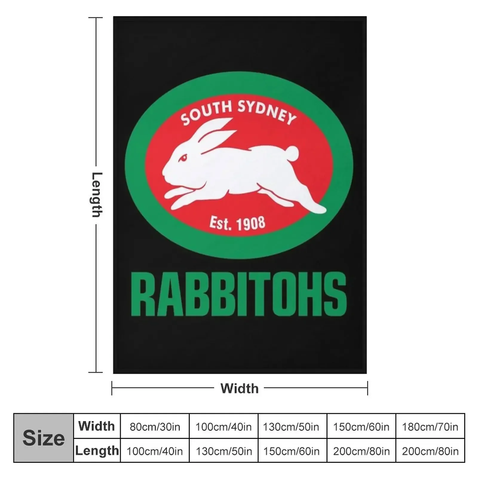 SOUTH SYDNEY RABBITOHS Throw Blanket Beach Flannel Blankets